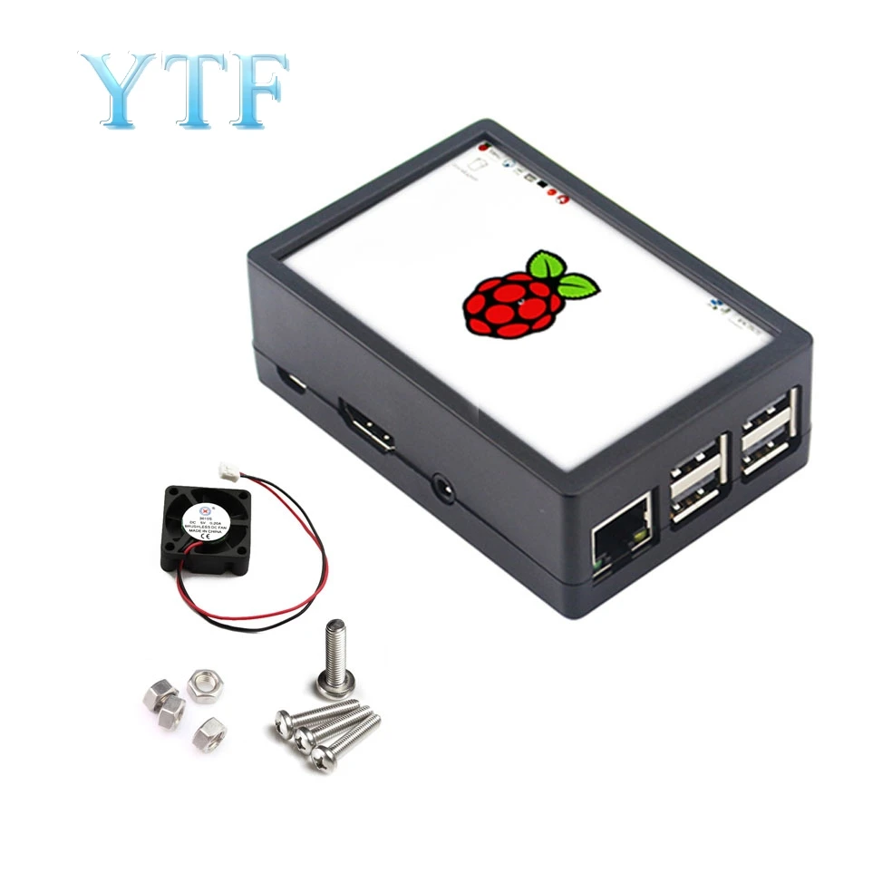 Raspberry Pi может быть установлен с охлаждающим вентилятором 2 в 1 шасси ABS box 3B+ 3,5 дюймов сенсорный экран дисплей оболочки