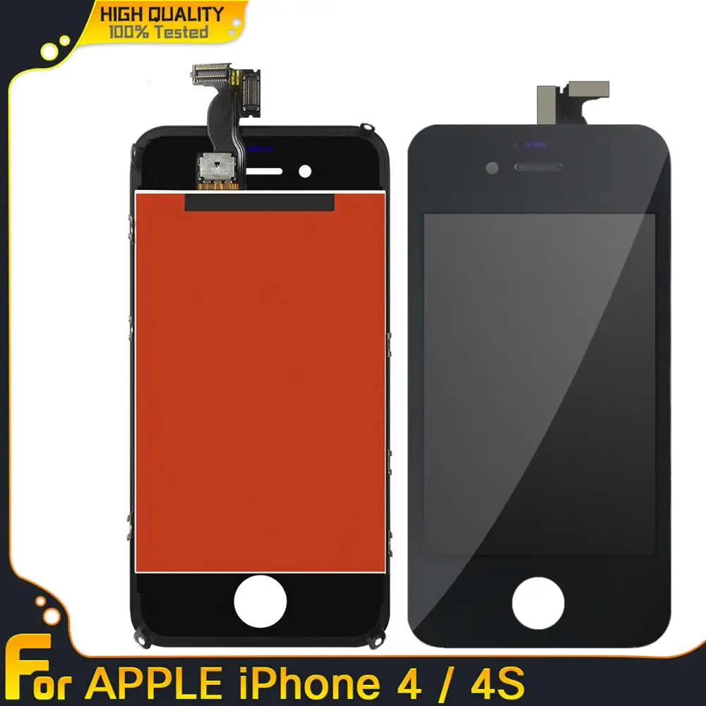 Pantalla LCD AMOLED 100% probada para móvil, conjunto completo de digitalizador táctil en negro y blanco para Apple iPhone 4 4S