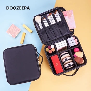 

DOOZEEPA Portable Women Cosmetic Bag Professional Make Up Organizer Beautician Toiletry Bag Waterproof Makeup Box Cosmetic Case