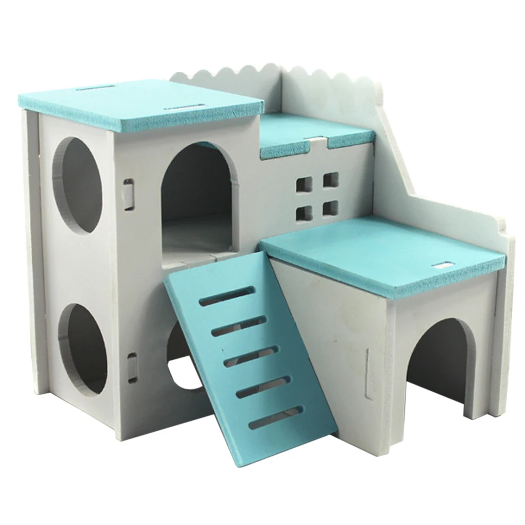 Double Layer Hamsters Villa Hideout House Climbing Hut Pet Bedding Cage Teeth Caring Toys