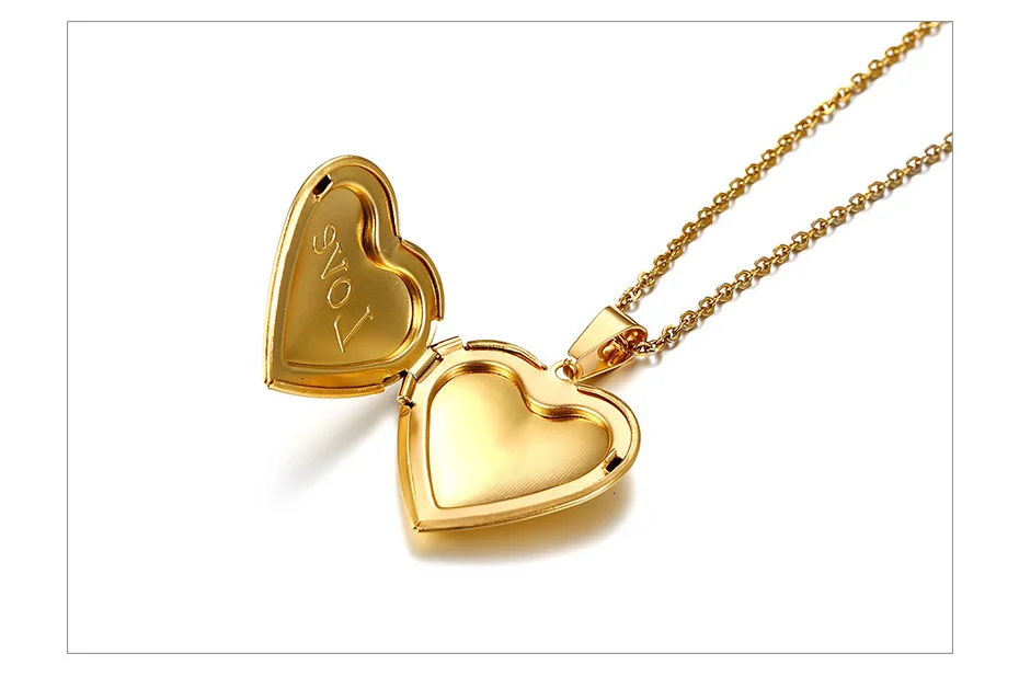 Vnox элегантный медальон кулон для женщин сердце любовь нержавеющая сталь ожерелья золотой тон женские украшения