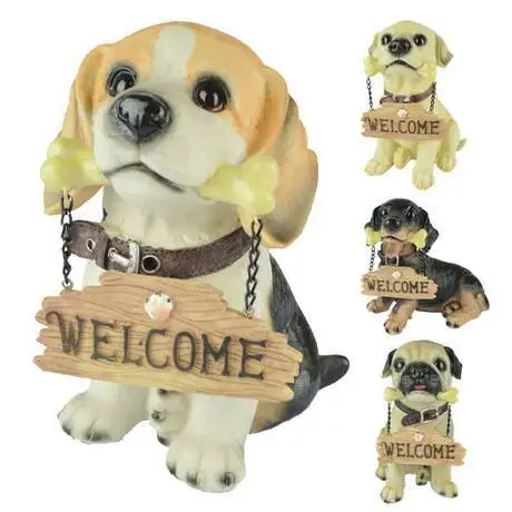 

4-Small Dog-Eat-Dog Bone with Hangtag Resin Craft Ornament Cute Creative Animal Accessories Wholesale Manufacturers