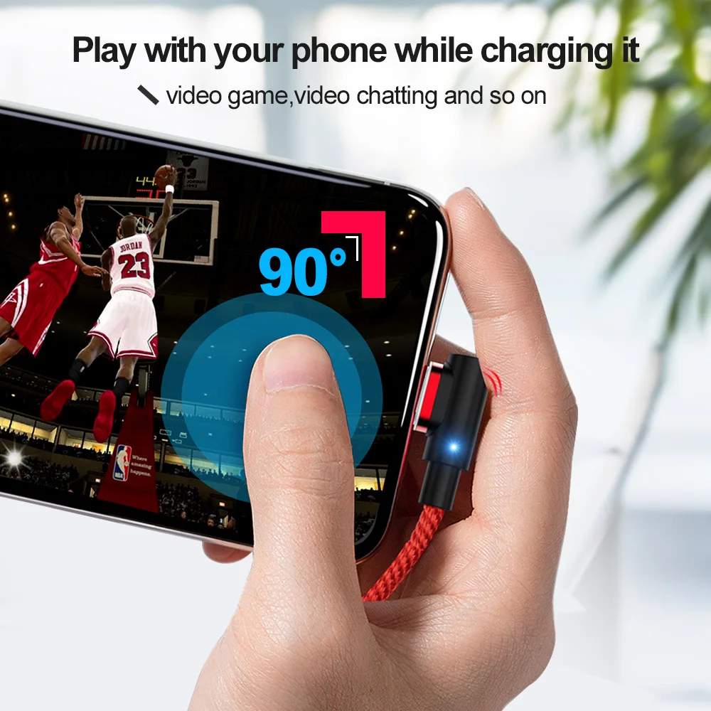 Magnetic USB Charging Cable Elbow 3.0A Fast Charge Cable For iPhone X XR Micro USB Type C Huawei Xiaomi Samsung Phone 4