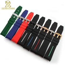 Силиконовый резиновый браслет 20 мм 21 мм ремешок для часов спортивный ремешок для часов изогнутый конец браслет водонепроницаемые аксессуары ремень зеленый ремешок для часов