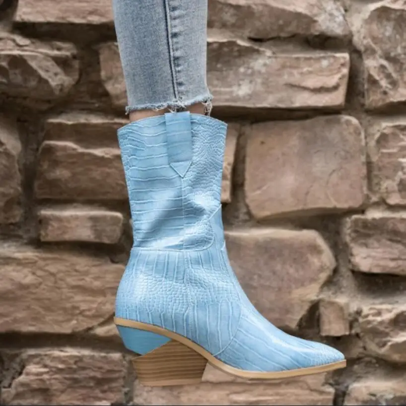 

CS795 New boots women pointed toe wedges shoes autumn boots short ladies Western Mid-Calf boots for women zapatos de mujer