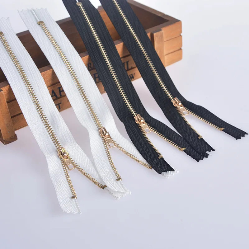 5pcs 3# Metal Light Gold Teeth Zippering White Black Zipper Pants Jean Silver Placket DIY Craft Tailor Sewing Accessories | Дом и сад