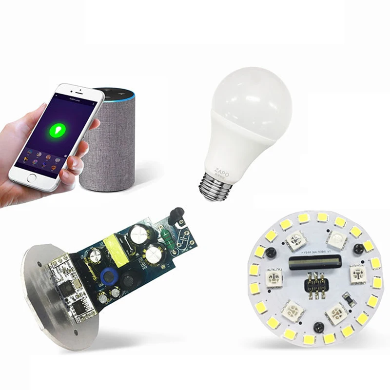 W40 E26/E27 Wifi умный светильник, многоцветная светодиодная лампа с регулируемой яркостью, голосовое управление, совместимая с Alexa и Google Assistant