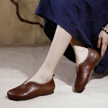 

Leather shoes women's 2020 spring new retro leather soft bottom flat shoes women's light breathable casual women's shoes