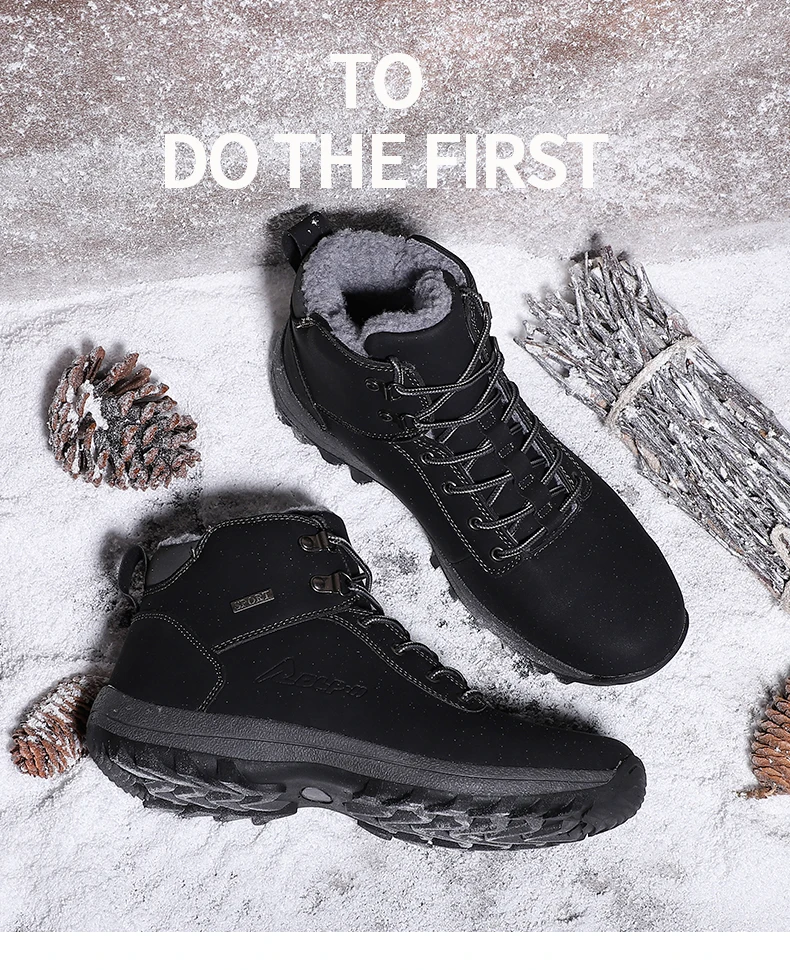 Plush Warm Shoes Men Winter Hiking Shoes Trekking Men Snow Boots Waterproof Upper Climbing Shoes Antiskid Boots Big Size 39-47