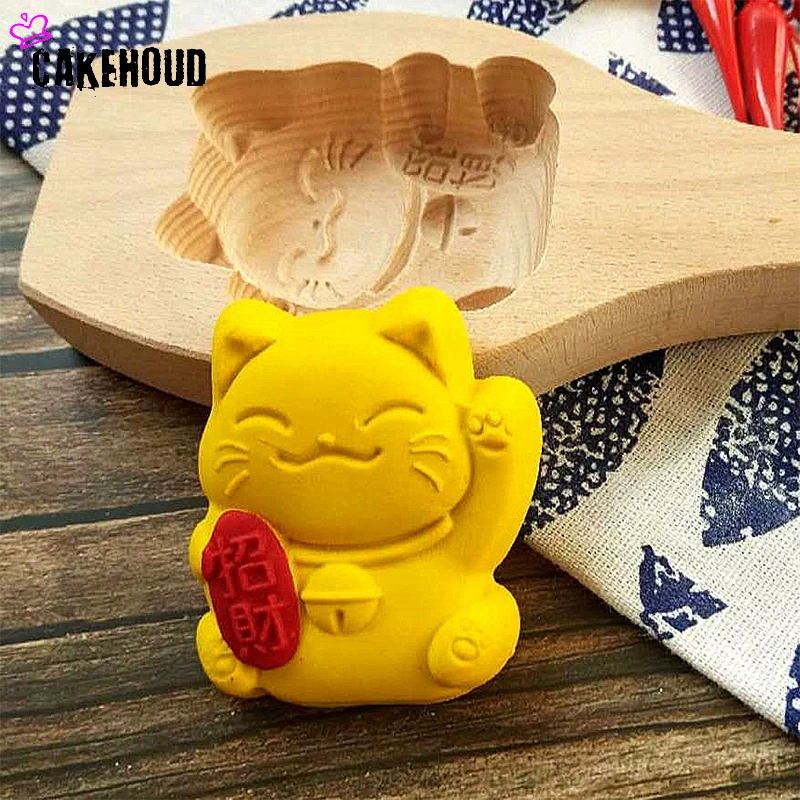 Форма для торта в форме месяца Lucky Cat деревянная форма выпечки печенья