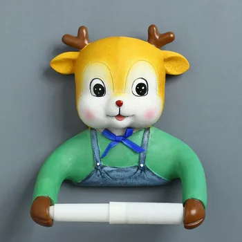 

Resin Cartoon Deer Toilet Paper Towel Rack Free Punch Modern Home Hotel Wall-mounted Bathroom Rabbit Towel Rack Home Decoration