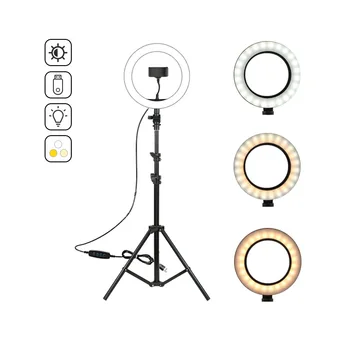 

Selfie Ring Light 10" 26cm Ring Light with Tripod Stand for Live Stream Video Photographic Lighting Bi-color 3200K-5600K