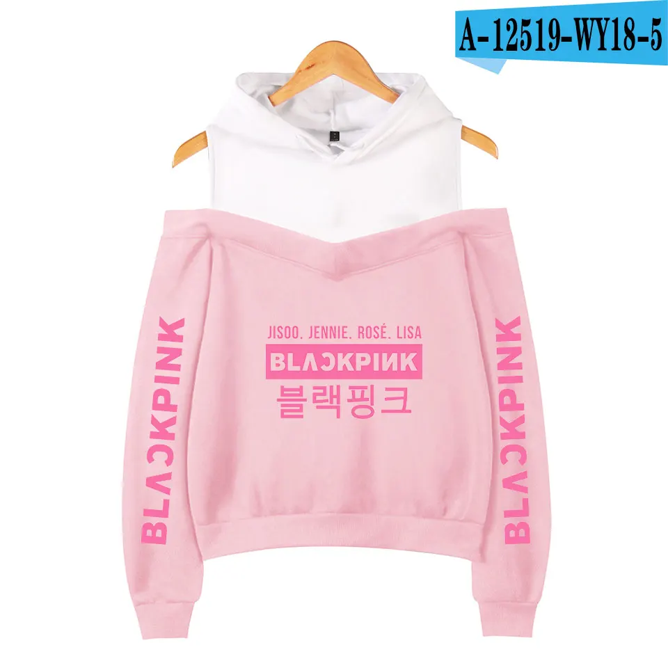 pink Черные розовые кпоп без бретелек толстовки женские сексуальные уличная уверенность и красота черные розовые толстовки женские толстовки - Цвет: pink