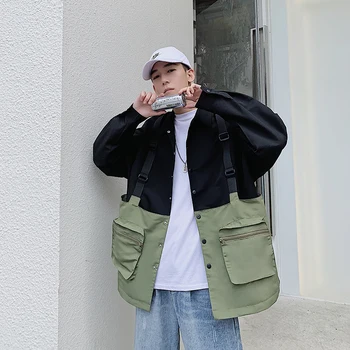 

2019 Men's Casual Hit Color Outerwear More Pocket Long Sleeve Coats Work Clothes Streetwear Jacket Youth Windbreaker M-2XL
