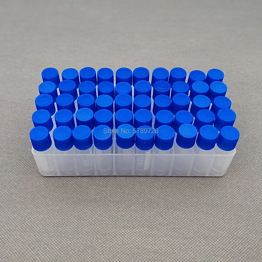 50 pieces plastic 1.8ml freezing tube + one piece 50 vents plastic Freezing tube storage box for experiment centrifuge tube cell freezing container
