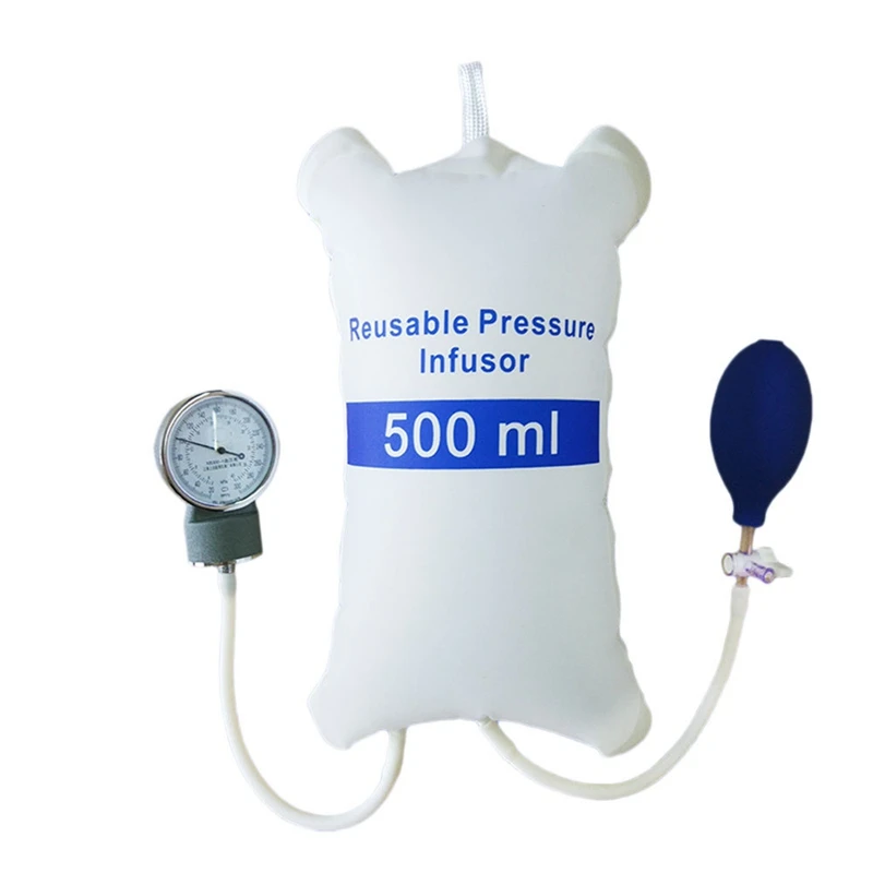 

Medical Infusion Pump Pressure Bag 500Ml with Gauge and Hand Pump Ball Reusable Pressure Infusion Bag