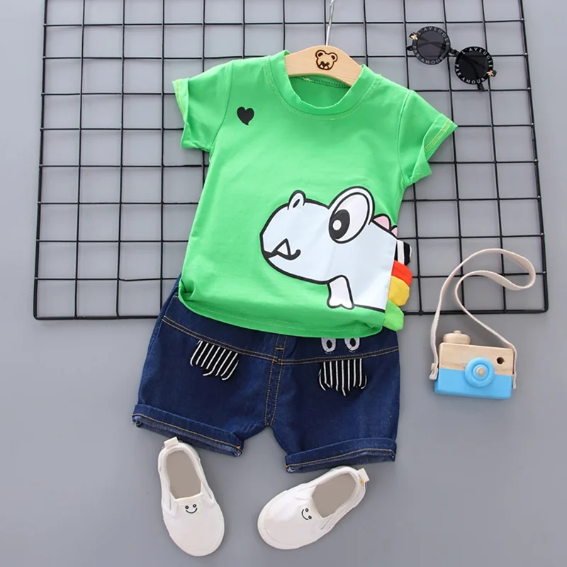 

Summer Baby Boys Girls Clothes Short Sleeve Cartoon Print Tops T-shirt+Shorts Children Casual Outfits Fashion Sets 11