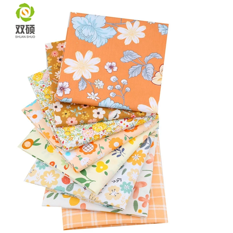 

Shuanshuo Yellow Floral Series,Printed Twill Cotton Fabric,Patchwork Cloth For DIY Quilting Sewing Baby&Child's Material,