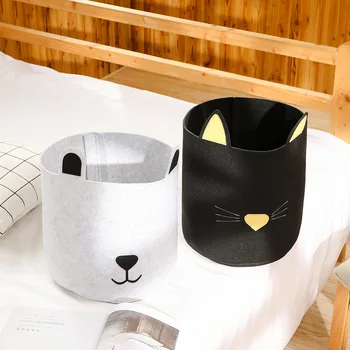

Nordic Cartoon Dog Cat Felt Storage Bin Storage Basket Children's Toy Storage Box Laundry Basket Bucket ZM921