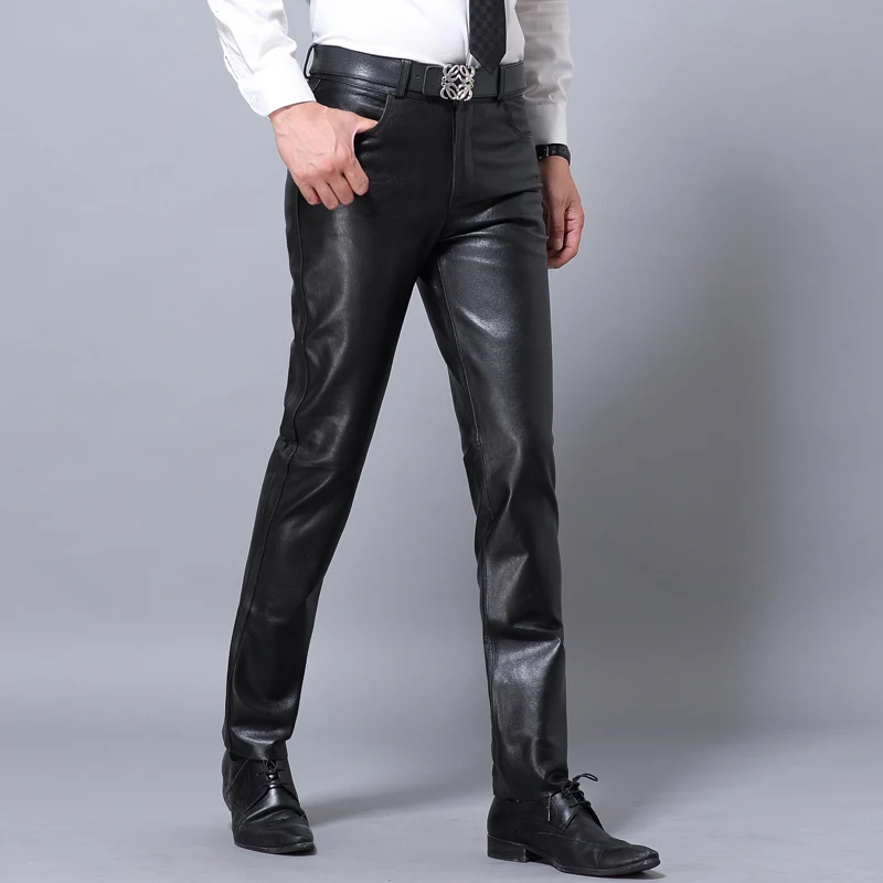 Lederen Broek Mannen Echte Schapenvacht Klassieke Mannelijke Broek Lente Herfst Winter Zwarte Formele Toevallige Slim Fit Potlood Broek Lederen Broek Mannen Echte Schapenvacht Klassieke Mannelijke Broek Lente Herfst Winter Zwarte Formele Toevallige Slim Fit Potlood Broek