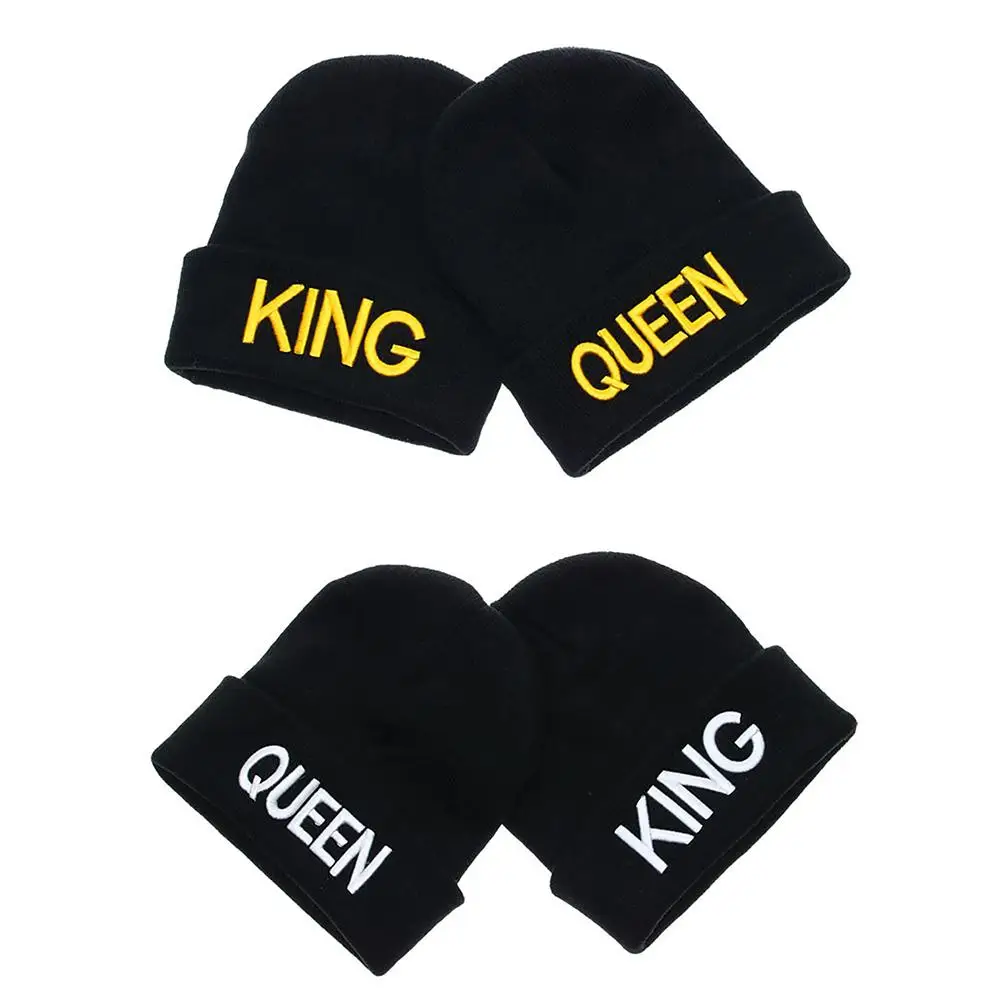 Кепка с буквенным принтом King/queen, вышитая трикотажная шерстяная шапка