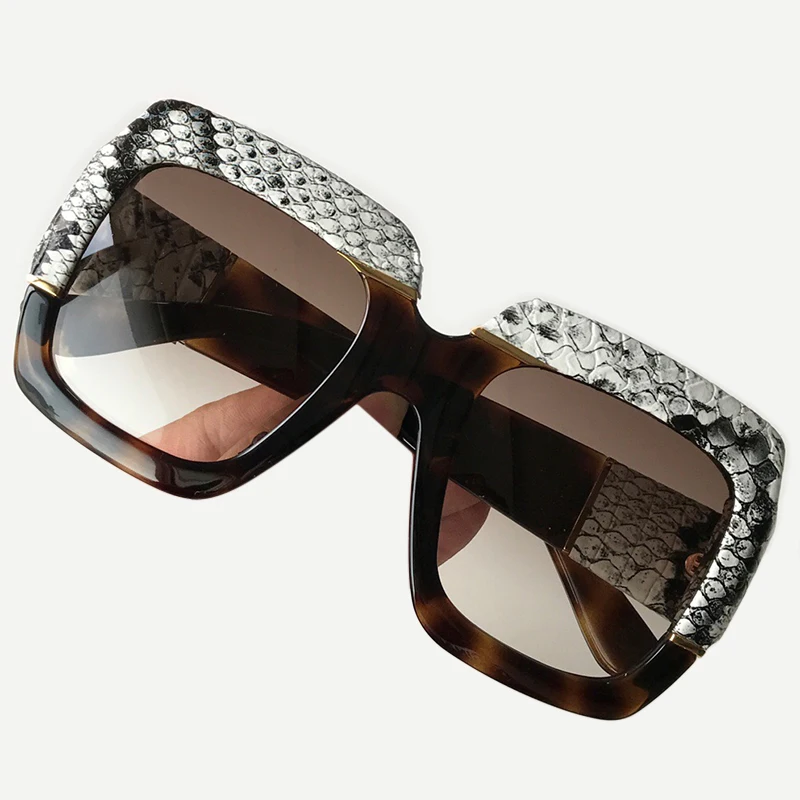 Модные роскошные квадратные солнцезащитные очки большие квадратные солнцезащитные очки со змеиным принтом