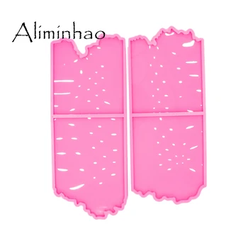 

DY0456 2pc/set Shiny High Quality Square Shape Silicone Molds Epoxy Resin DIY Geode Coasters Mould