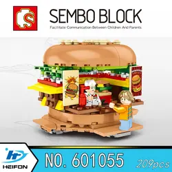 Гамбургер, бургер магазин Фастфуд Ресторан мини уличный пейзаж строительные блоки кирпичи Совместимые модели игрушки Sembo 601055