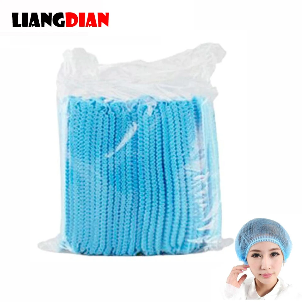 

100pcs Disposable Blue Pleated Elastic Mesh Shape Non-woven Sterile Anti Dust Tattoo Hats Caps Hairnet For Semi-permanent Makeup
