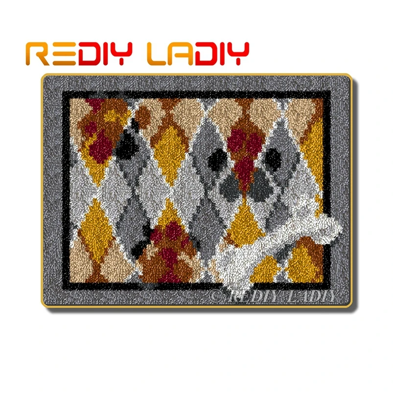 Latch Hook Kits Make Your Own Rug Dog Paw Bone Crocheting Cushion DIY