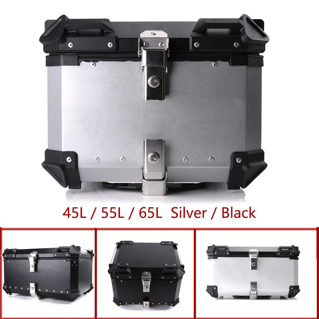 

45L 55L 65L Motorcycle Top Rear Luggage Tail Tool Box Case Helmet Storage Lock Trunk Aluminum Universal Waterproof Quick Release