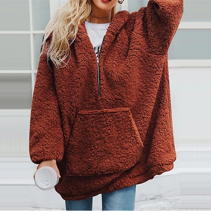 

Plus Size Hooded Sweaters Women 2020 High Street Oversized Fashion Thick Warm Teddy Pullovers Jumpers Fall Winter Clothes