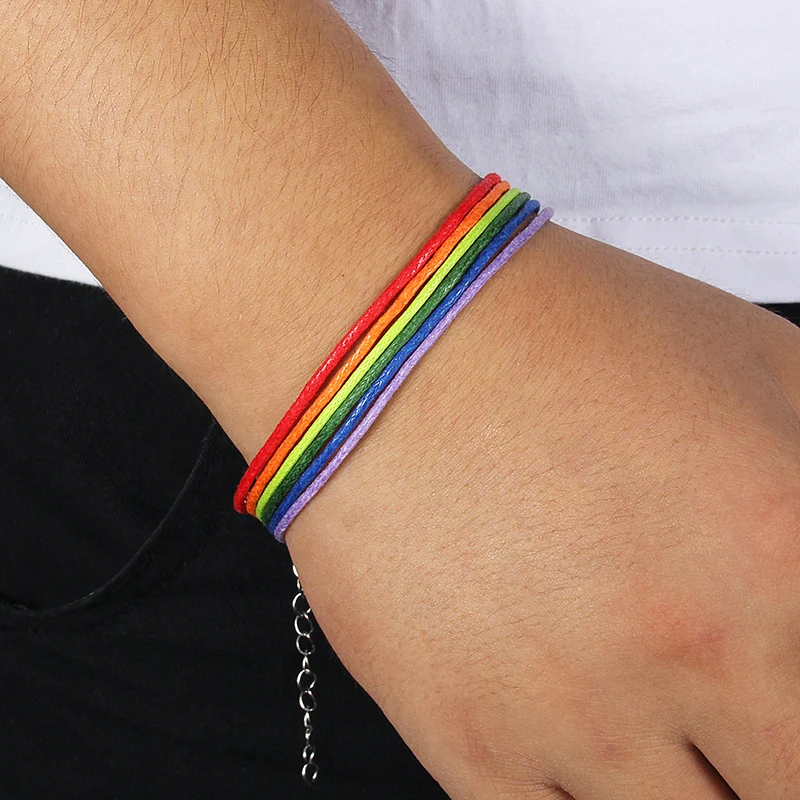 

Rainbow Lesbian Lesbians Pride Gay Pride Woven Braided Rope String Strand Friendship Bracelet Exquisite Wristlet