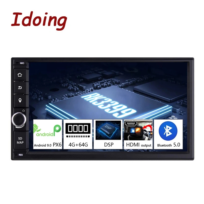 Idoing 2 din 7\PX6 4G+64G Hexa-Core Android 9.0 Bluetooth 5.0 HDMI USB Universal Car GPS Navi DSP Radio Multimedia Player no dvd Idoing 2 din 7\PX6 4G+64G Hexa-Core Android 9.0 Bluetooth 5.0 HDMI USB Universal Car GPS Navi DSP Radio Multimedia Player no dvd