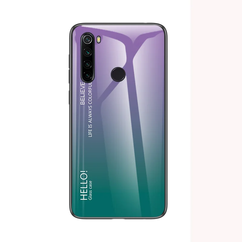 Синий Для xiaomi redmi note 8t чехол противоударный задняя крышка градиентный чехол из закаленного стекла для redmi note 8t Global note8t note 8 Pro Чехол - Цвет: Синий