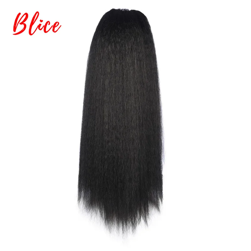 Blice Drawstring Kanekalon термостойкие синтетические 1"-24" Кудрявые прямые волосы с двумя пластиковые расчески конский хвост для наращивания - Цвет: # 1B