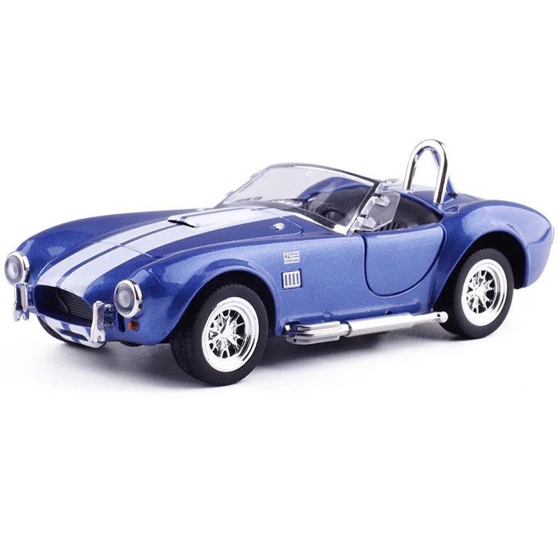 1:32 Ford Cobra 427 модель сплава, имитирующий звук и свет оттяните назад литье в кузове «Кабриолет» - Цвет: Синий