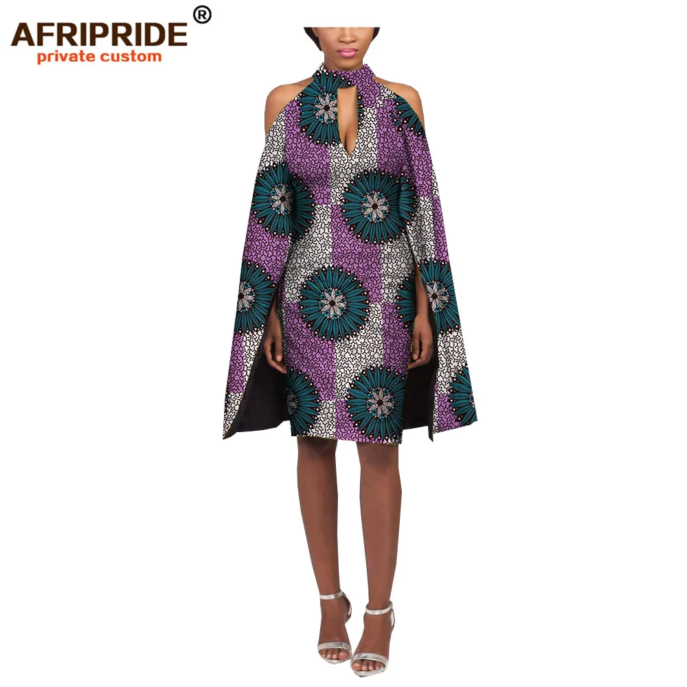 Летнее женское платье AFRIPRIDE индивидуальное Новое Стильное Хлопковое платье длиной до колена с открытыми плечами и широкими рукавами A722569 - Цвет: 381j