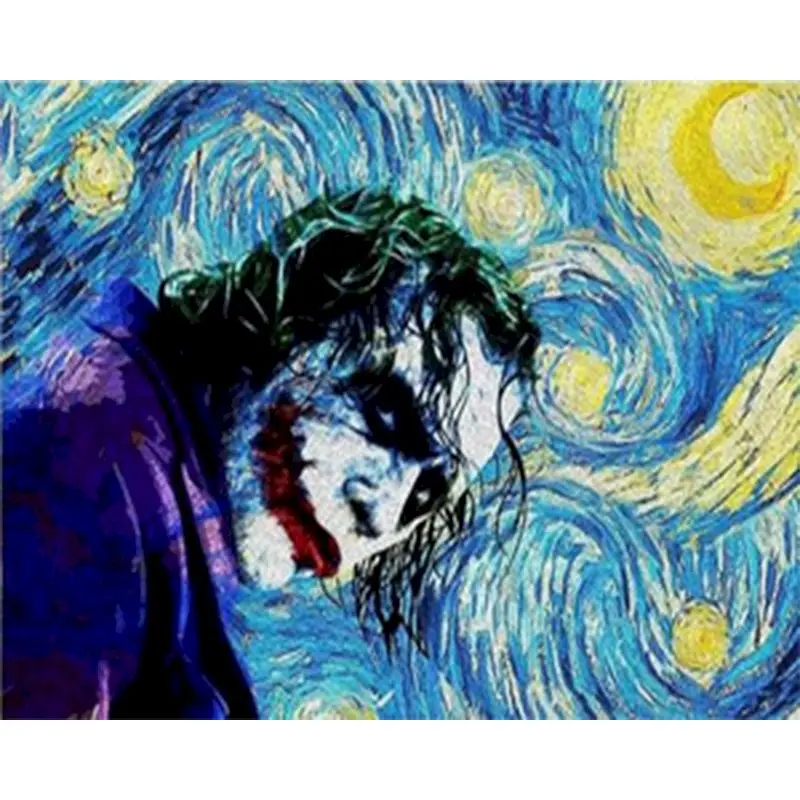 

RUOPOTY Painting By Numbers DIY Abstract painting Star clown Canvas Wedding Decoration Art picture Gift for children Home Decor