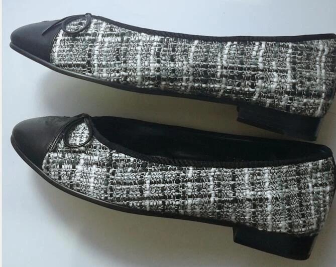 tweed Женские балетки из натуральной кожи на плоской подошве; вязаная шляпа с бантом; женские балетки; Zapatos De Mujer sapato feminino; Прямая поставка - Цвет: tweed