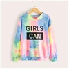 SHEIN Kiddie/разноцветная толстовка с капюшоном и буквенным принтом для девочек; коллекция года; Осенние повседневные пуловеры с длинными рукавами и галстуком-красителем