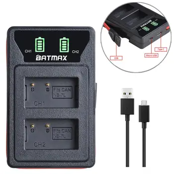 

Batmax NB-7L NB 7L NB7L New LED USB Dual Charger with Type C Port&USB Cable for Canon PowerShot G10 G11 G12 SX30IS