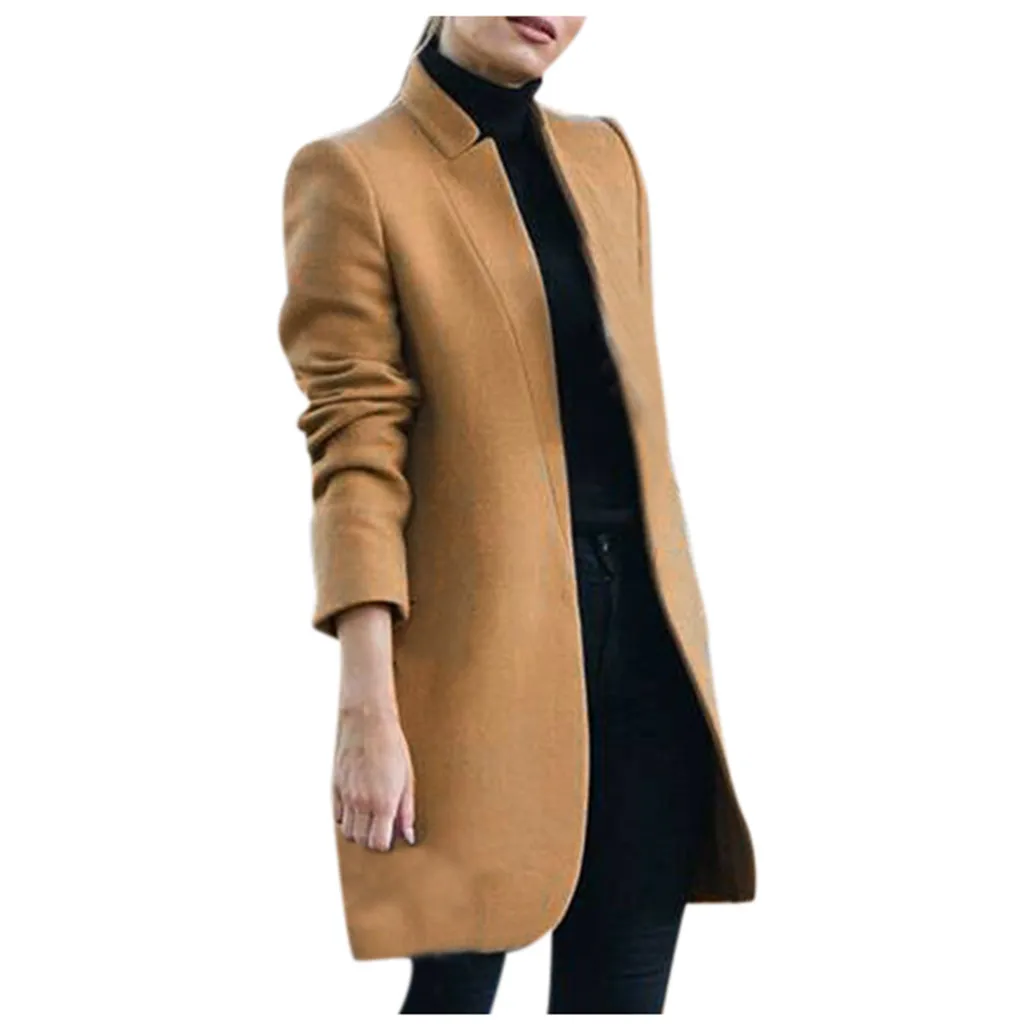 coats Womens Artificial Wool Trench Ladies Warm Long Overcoat Outwear fashion new Work Office Formal coats and jackets women