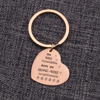 

Grandmother Keychain Family Women Keychain Grand Mere Heart Shape Keyrings Jewelry Charms Pendant Gifts Key Tags Accessories