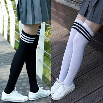 

Girls Women's Clothing Non-Slip Anti-Hem Fashion Thigh High Over Knee High Socks Fashion Stockings Casual Cotton
