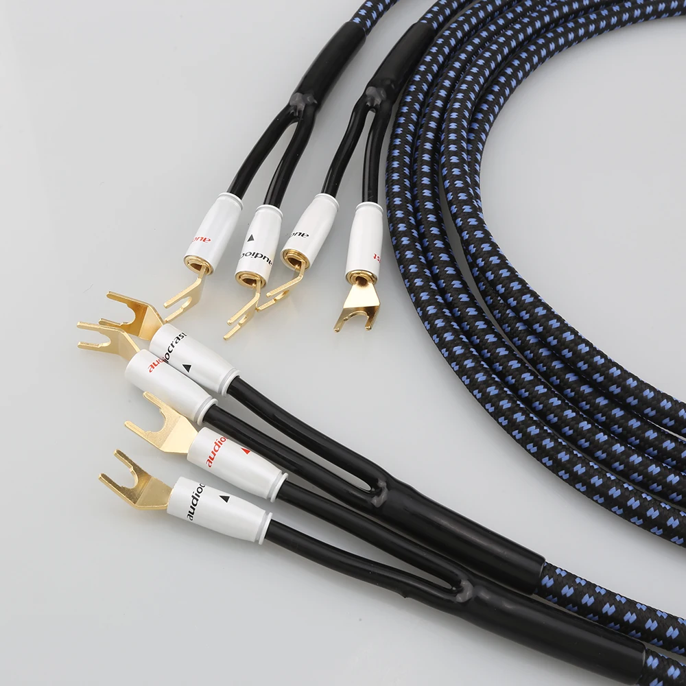 Audiocrast Sp14 Alta Fidelidade Prata Chapeado Alto-falante Cabo Oi-fim Occ Alto-falante Fio para Sistemas Hi-fi y Plugue Banana um Par - Image 4