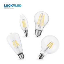 LUCKY светодиодный Светодиодный светильник E27 220 в 240 В 2 Вт 4 Вт 6 Вт 8 Вт C35 E14 Светодиодный светильник в форме свечи с регулируемой яркостью Ретро светодиодный светильник с нитью накаливания винтажные лампочки Эдисона