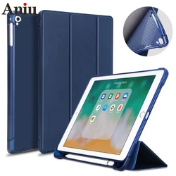 Para ipad pro 9.7 2016 caso com suporte de lápis, couro do plutônio macio tpu silicone smart cover para ipad pro 9.7 caso a1673 a1674 a1675
