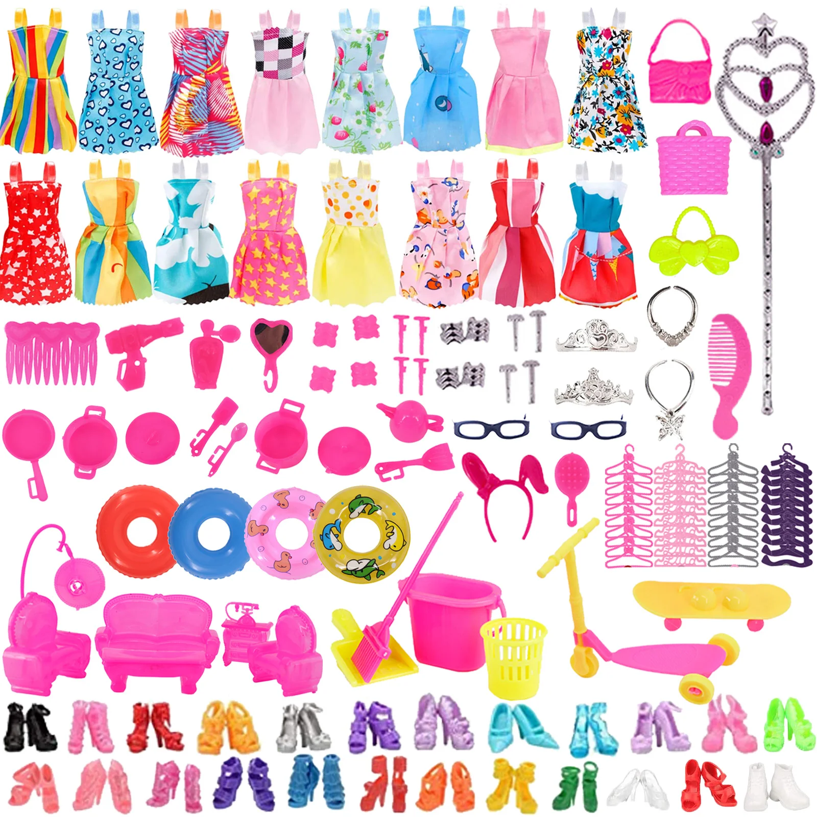20pcs Barbies Doll Accessories = Clothes Dress + Doll Shoes For Barbie Doll&1/6 BJD Blythe Doll doll accessories doll clothes doll clothes accessories plush doll accessories barbie doll clothes