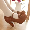 Japanese Sweet Lolita Shoes Elegant Vintage Princess Bowknot Korean Harajuku Style Heavy-Bottomed High-heeled Lolita Shoes ► Photo 3/5